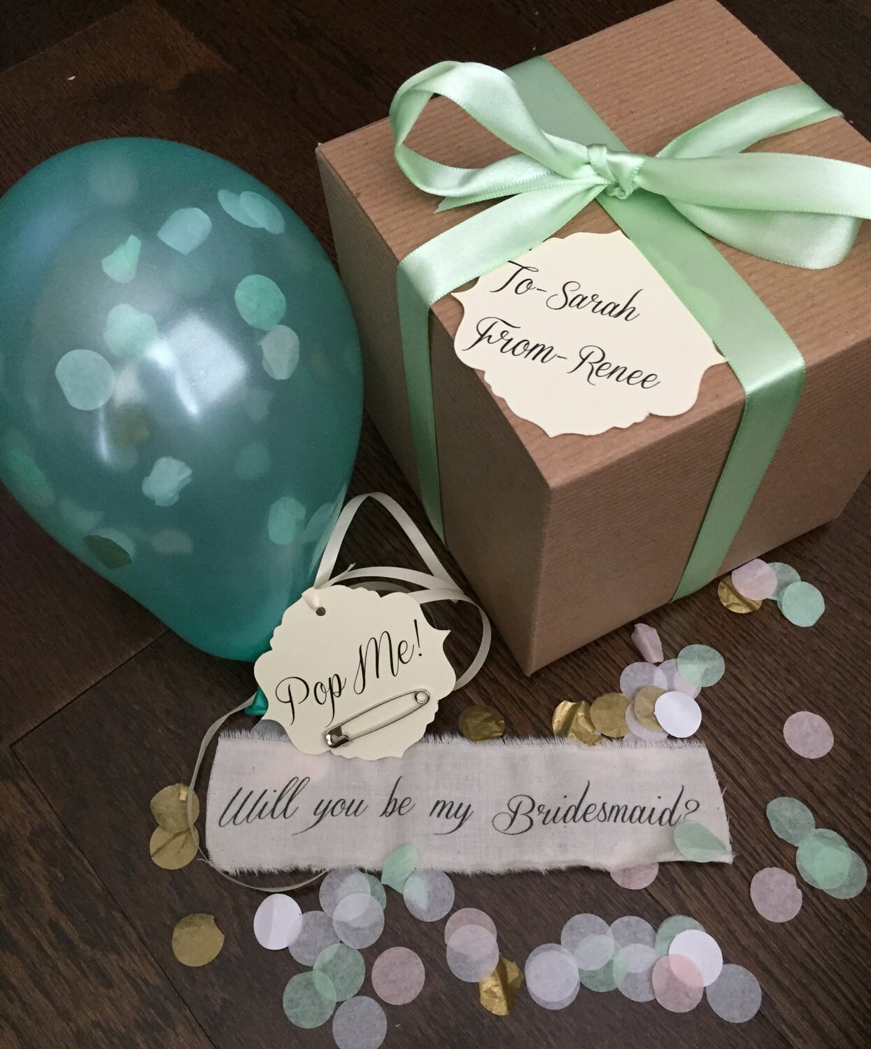 Pearl Mint- Will you be my bridesmaid? Pop the balloon to reveal your…