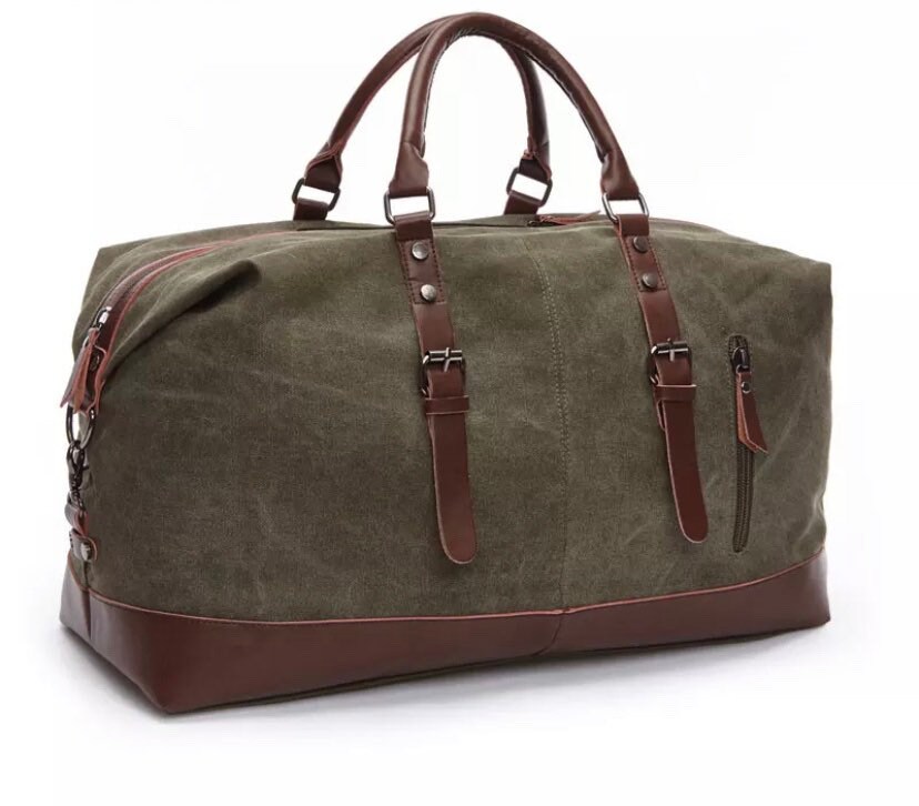 Monogram Mens Leather Duffle Bag Mens Weekender Bag Mens Etsy