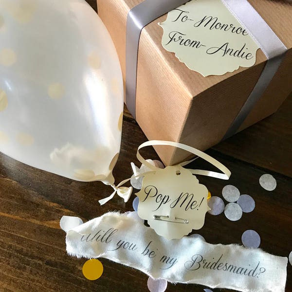 White-Will you be my bridesmaid? Pop the balloon to reveal your message