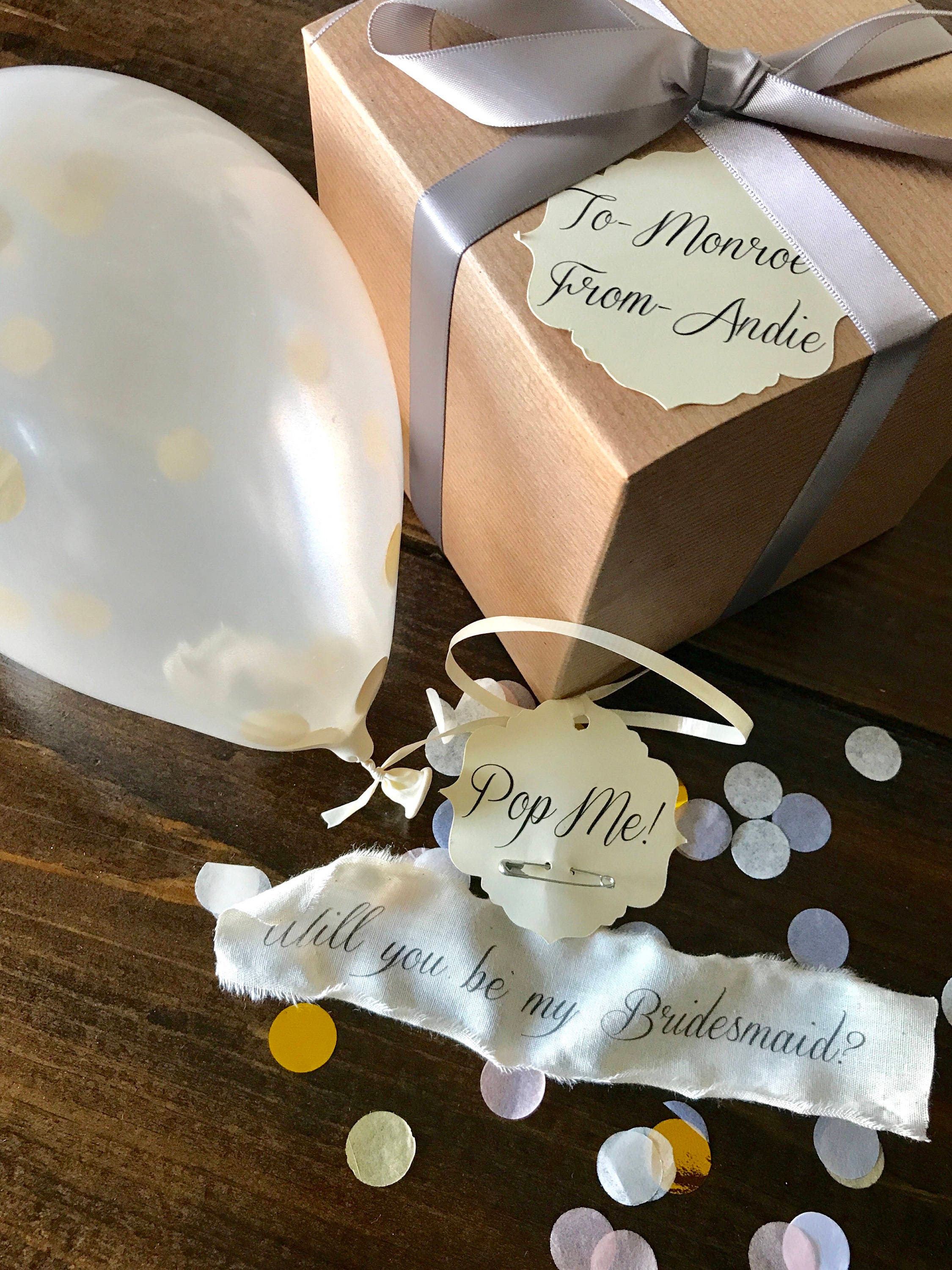 White-Will you be my bridesmaid? Pop the balloon to reveal your messa…