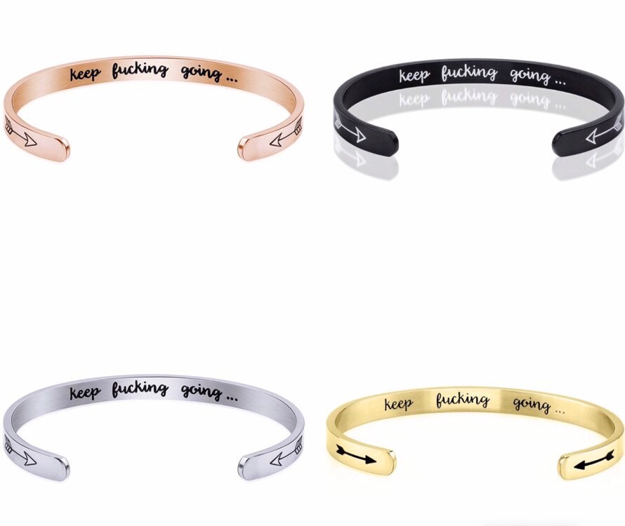 Keep Fucking Going Bangle Bracelet-Best Friend Bracelet-Keep Going-Mo…