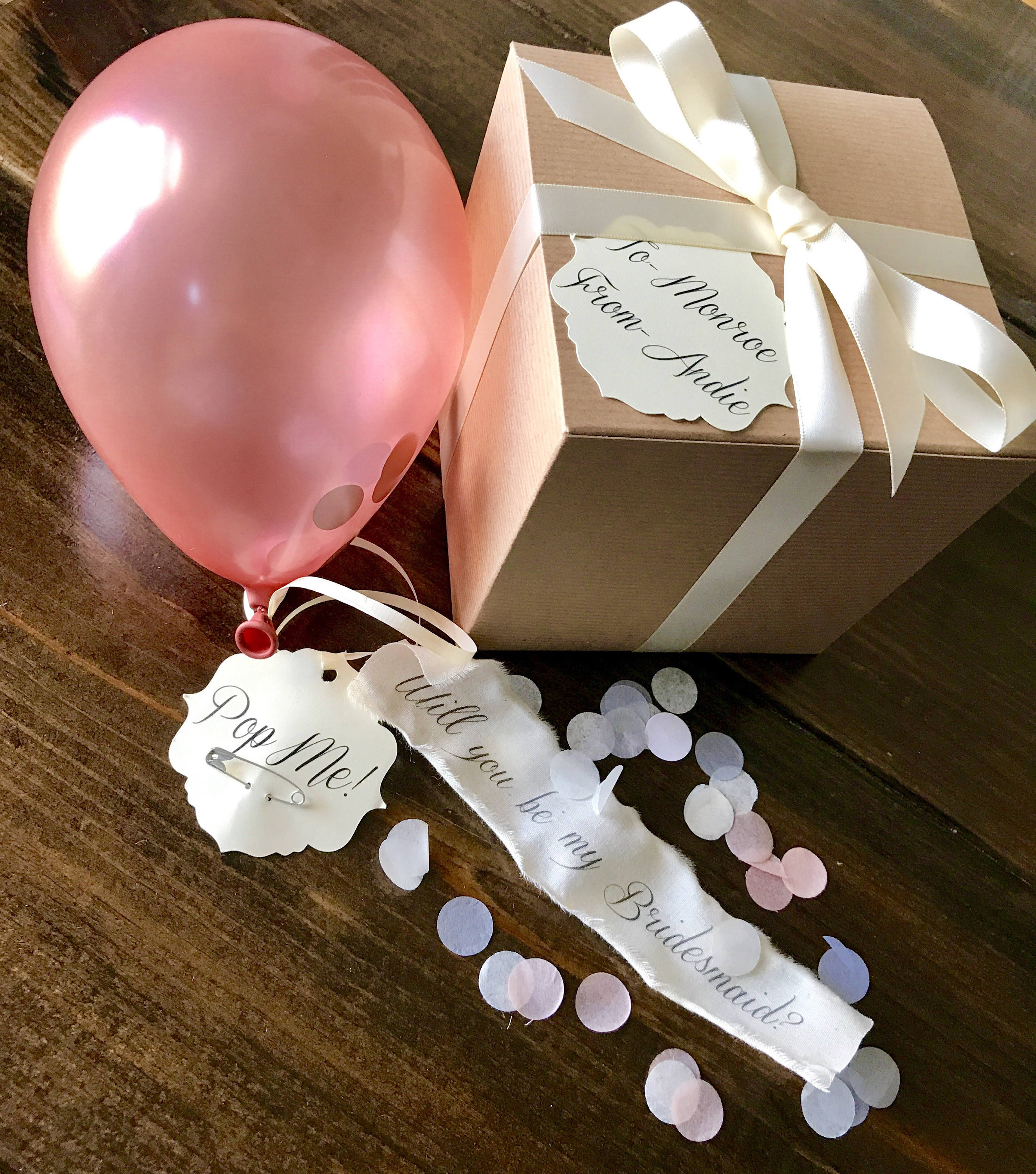 Rose Gold-Will you be my bridesmaid? Pop the balloon!