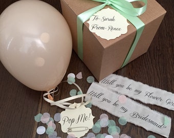 Blush- Will you be my bridesmaid? Pop the balloon to reveal your message