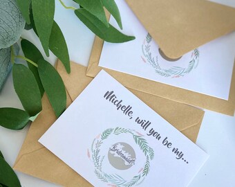 Bridesmaid Proposal Scratch Off Card: Floral Wreath Design