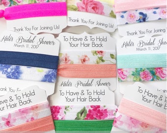 Bridal Shower Favor-Floral Hair Ties-To Have & To Hold-FOE-Elastic Hair Ties-Bridal ShowerHair Tie-Pony Tails