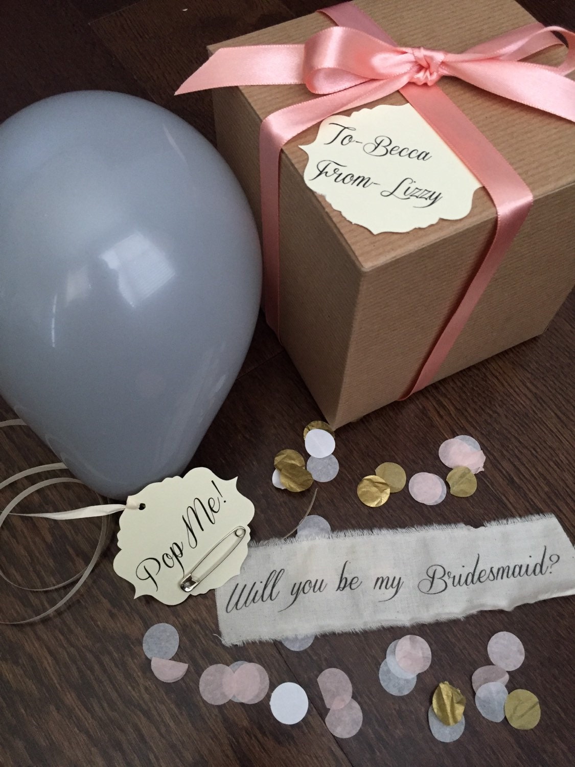 Grey- Will you be my bridesmaid? Pop the balloon to reveal your messa…