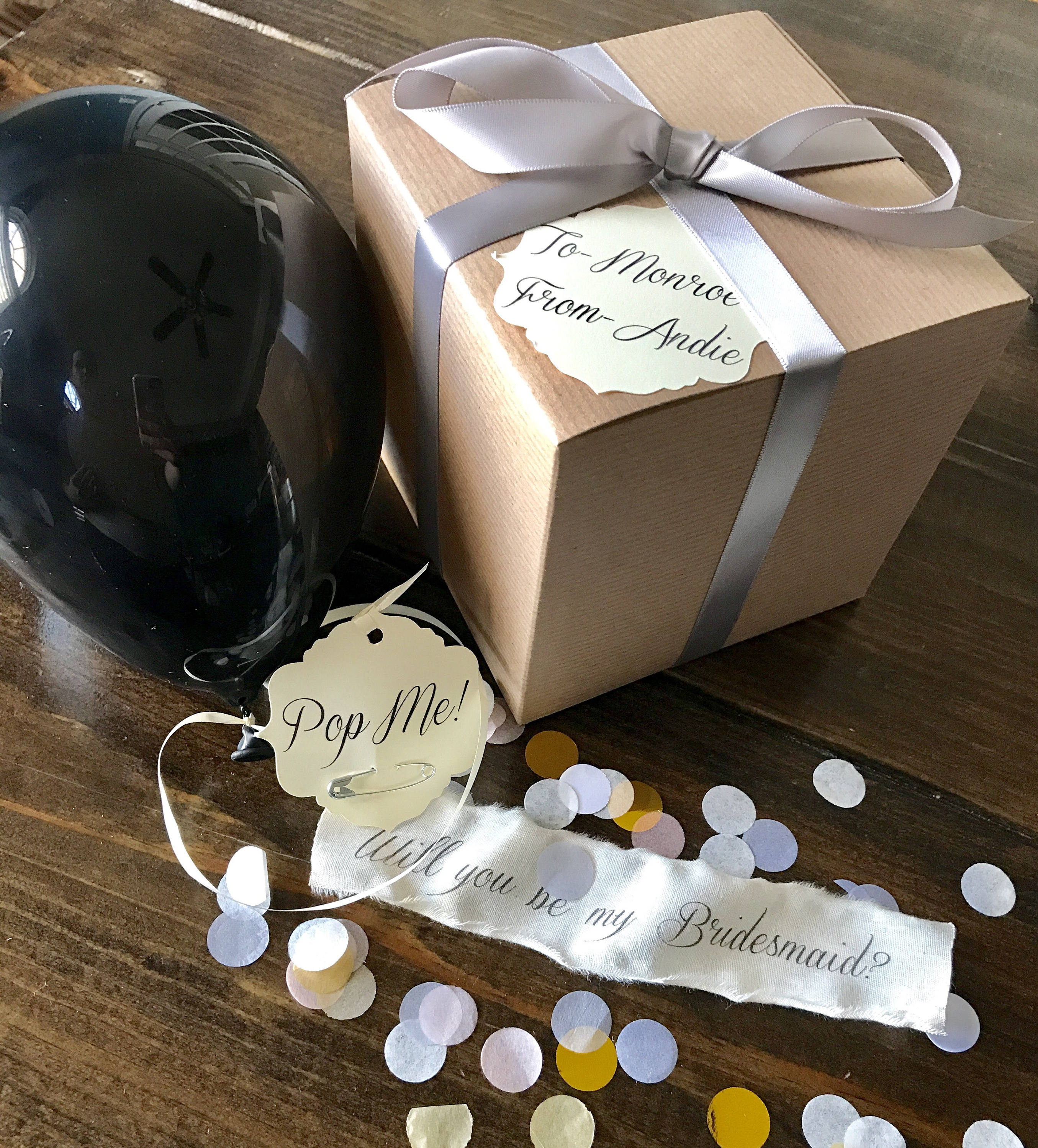 Black-Will you be my bridesmaid? Pop the balloon to reveal your messa…