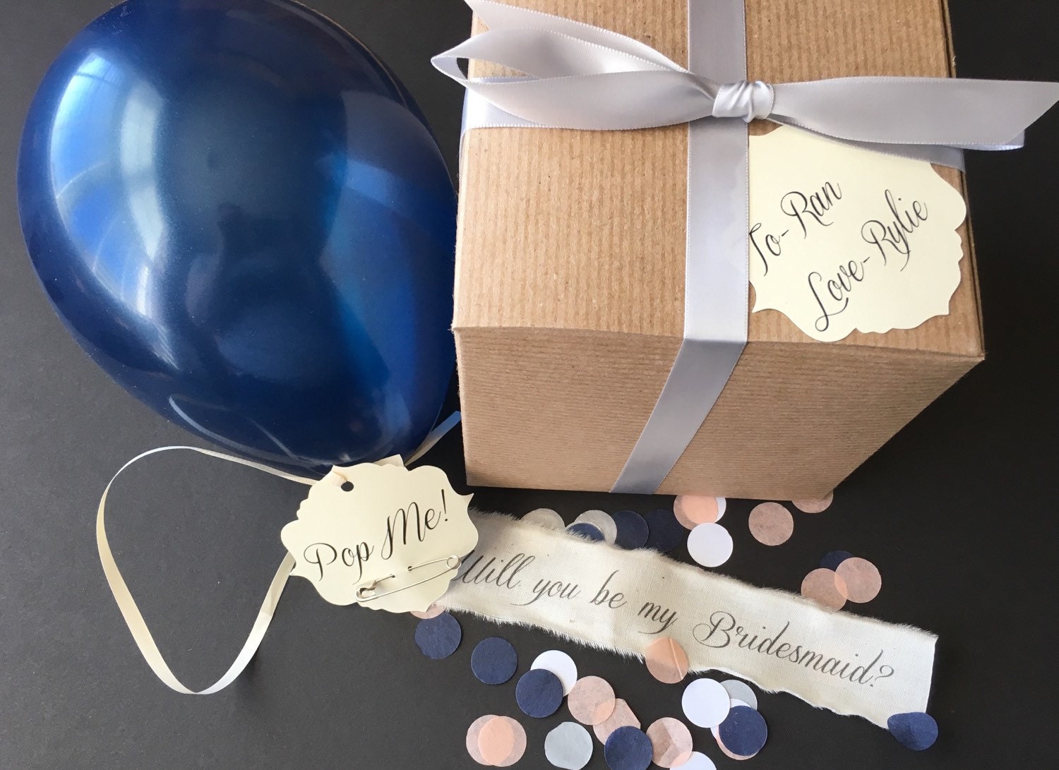 Pearl Navy- Will you be my bridesmaid? Pop the balloon to reveal your…