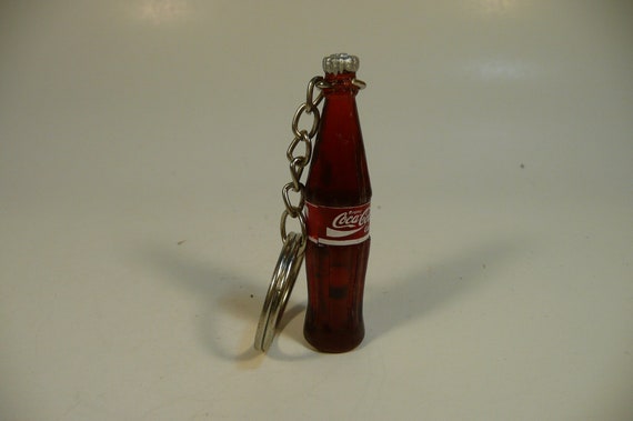 2 Vintage Coca-Cola Coke Bottle Soda Brass Key Chain New NOS 1970s 