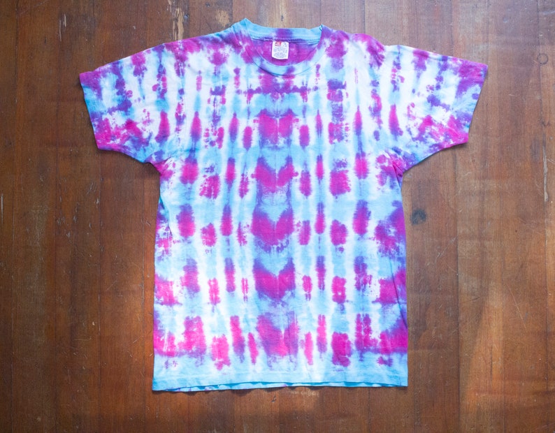 Vintage 80s tie dye tshirt 1980s blank hanes tee purple Etsy