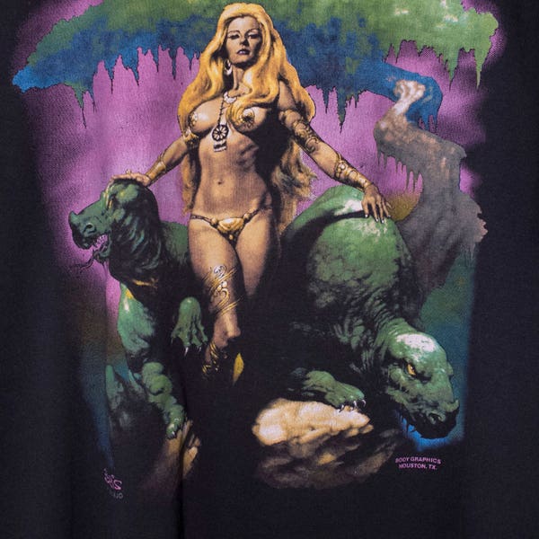 80s BORIS VALLEJO t shirt - vintage - fantasy art - screen stars best - heavy metal magazine