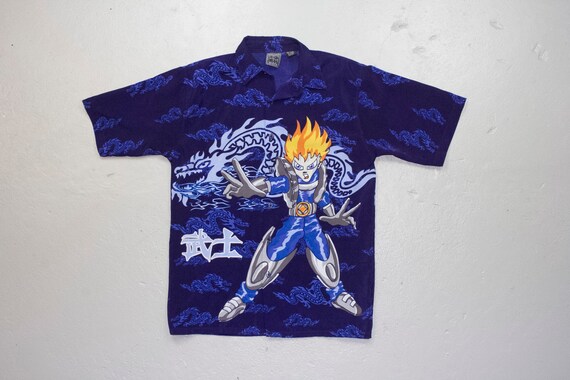 Vintage Bootleg Anime Button Up Shirt All Over Print Etsy