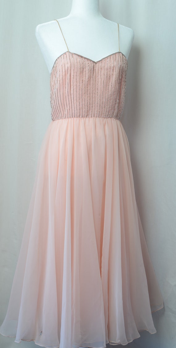Vintage 1960's Prom Dress Beaded and Beautiful
