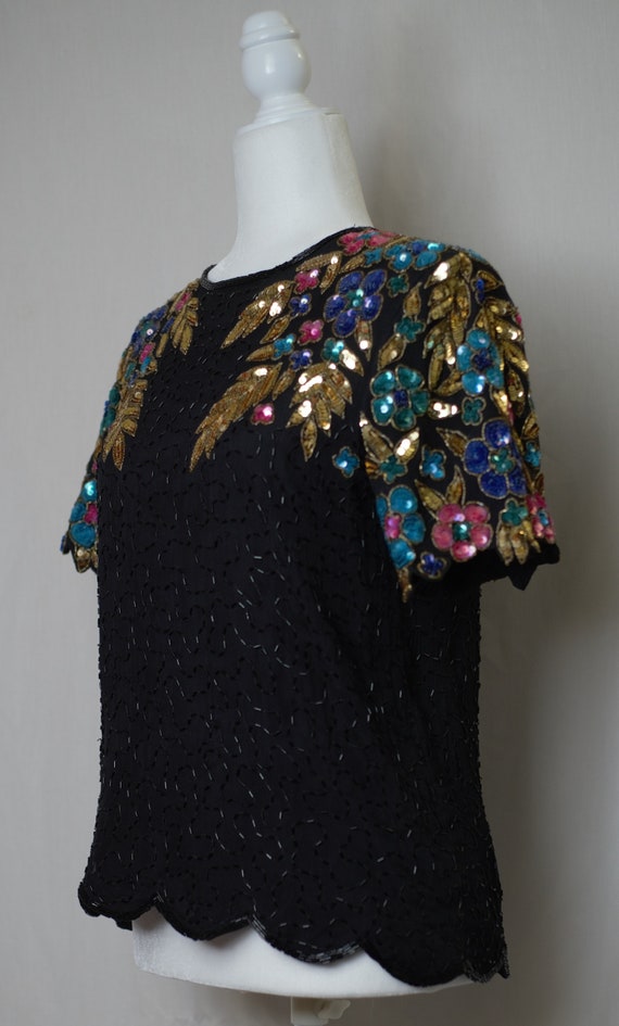 Vintage Stenay Sequin Top with Flowers