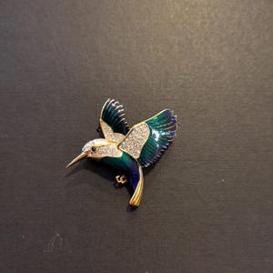 Vintage Attwood & Sawyer Rhinestone Enamel Brooch