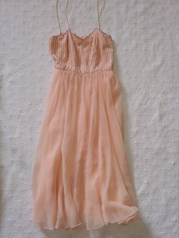 Vintage 1960's Prom Dress Beaded and Beautiful