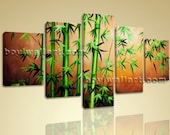 Extra Large Canvas Wall Art Feng Shui Original Abstract Painting Giclee Print Bamboo Zen On Dining Room Indian Tan