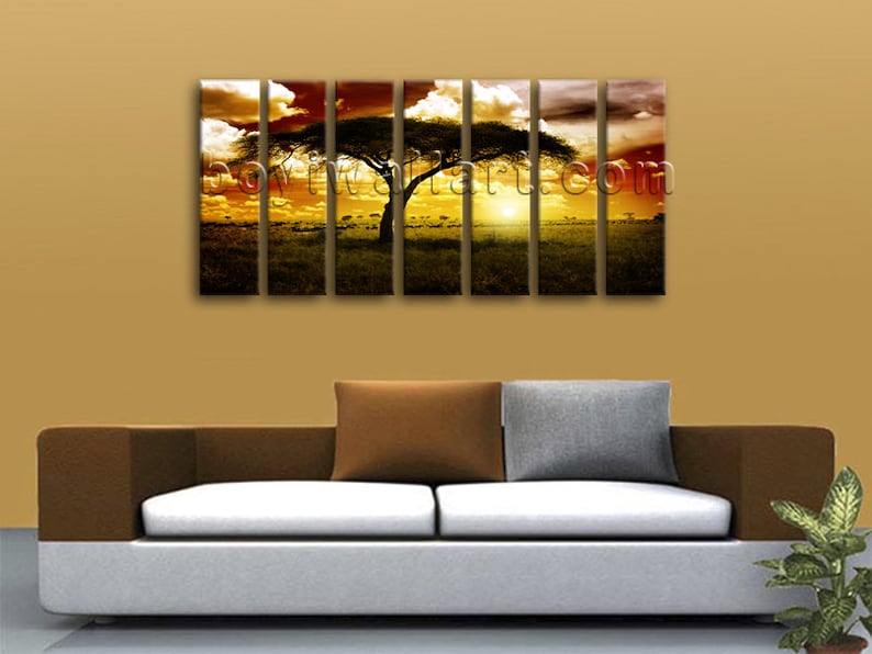 Large Canvas Wall Art Landscape Xxl Print Savannah Sunset Etsy
