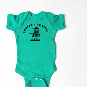 Doctor Who baby shirt. Dalek Humanoid Detected bodysuit t-shirt for infants and babies image 2