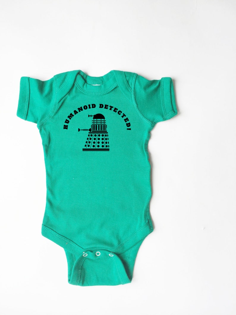 Doctor Who baby shirt. Dalek Humanoid Detected bodysuit t-shirt for infants and babies image 2