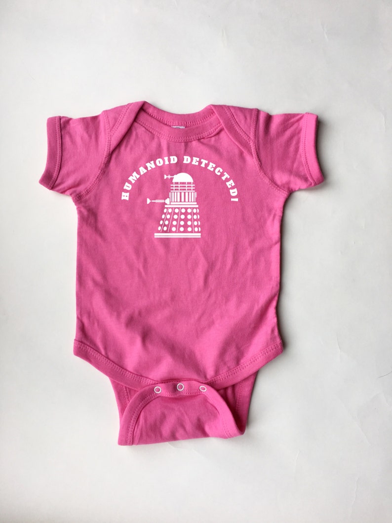 Doctor Who baby shirt. Dalek Humanoid Detected bodysuit t-shirt for infants and babies image 3