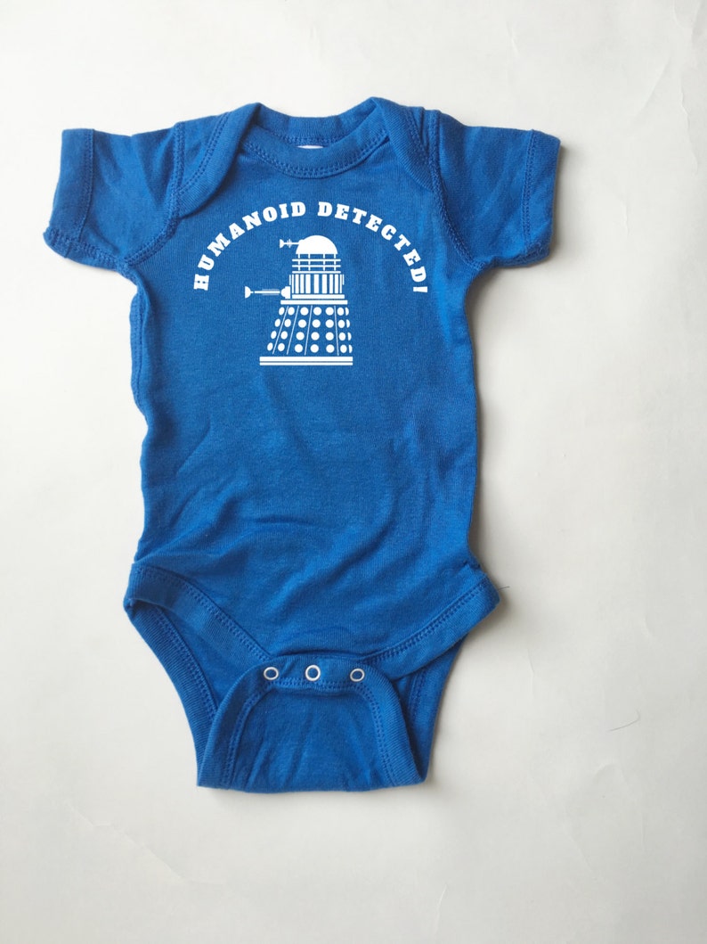 Doctor Who baby shirt. Dalek Humanoid Detected bodysuit t-shirt for infants and babies image 1