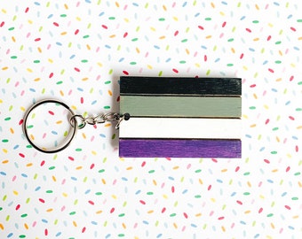 ASEXUAL FLAG GAY PRIDE RAINBOW ASEXUALITY KEYFOB KEYRING KEY FOB GIFT