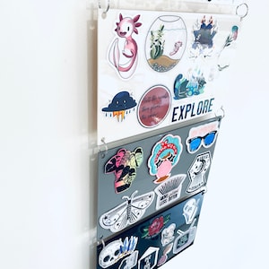 Acrylic display for stickers, Sticker display, Patch Display, Acrylic wall hanging, Sticker display, Sticker holder, stamp display, stub image 7