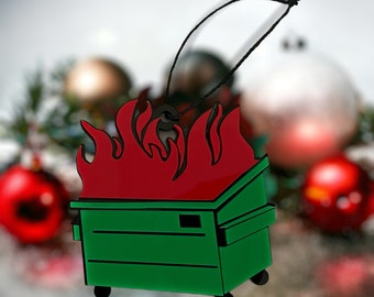 Dumpster fire Christmas ornament