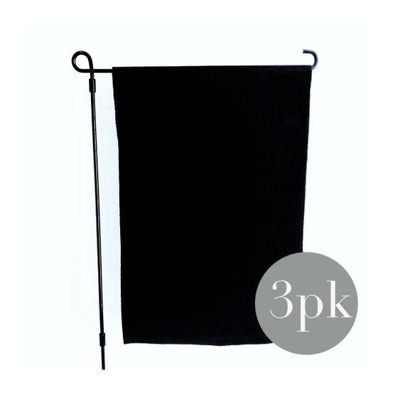 Set of 3 Black Canvas Garden Flags / Garden Flag Blank / 