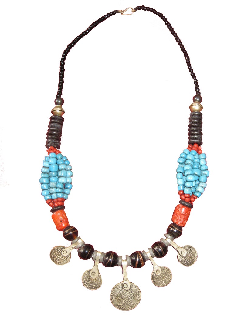 Moroccan Beaded Necklace With Old Coins. - Etsy