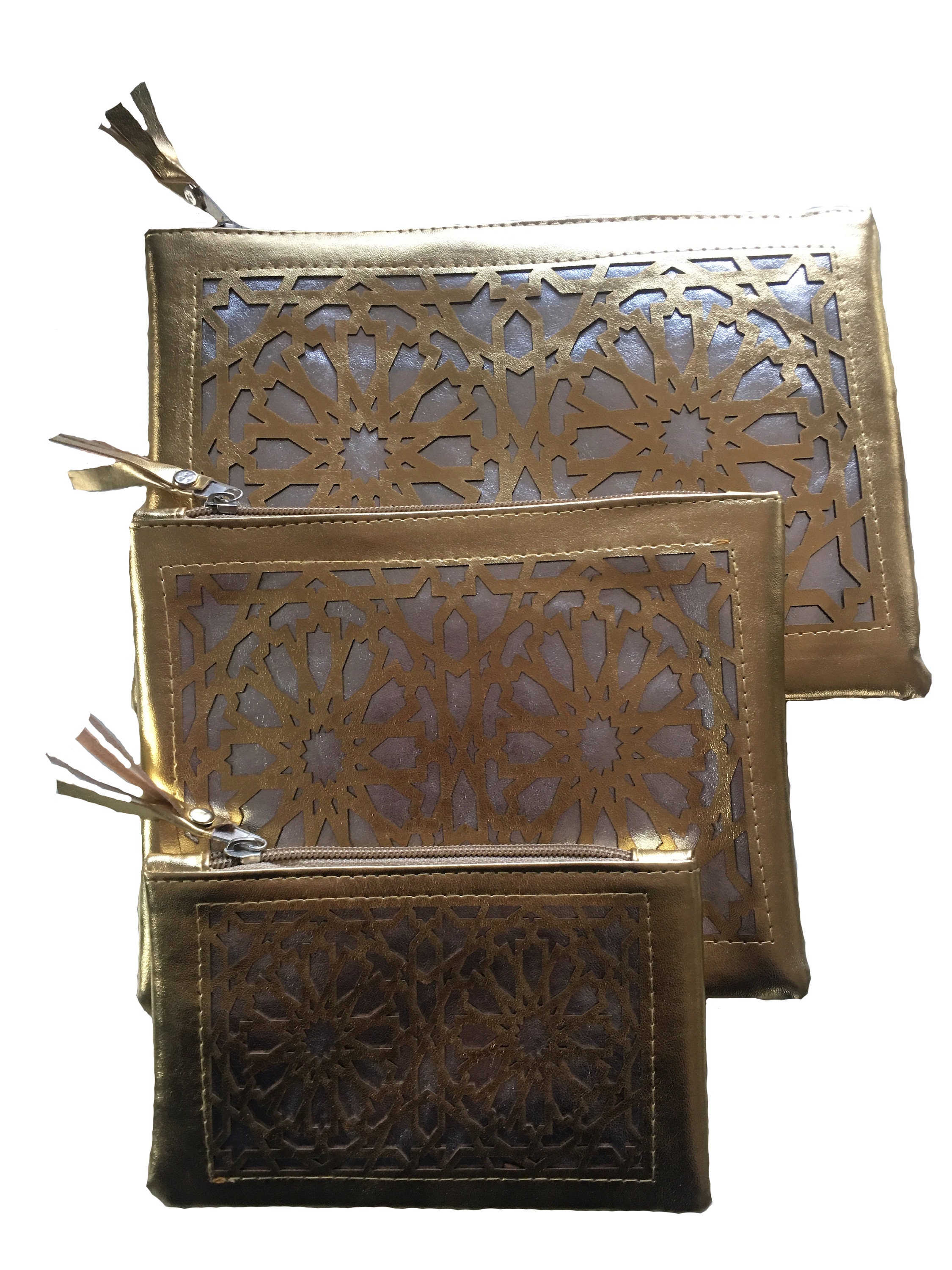 Set of Three Pouches With Mosaic Hand Cut Design - Etsy
