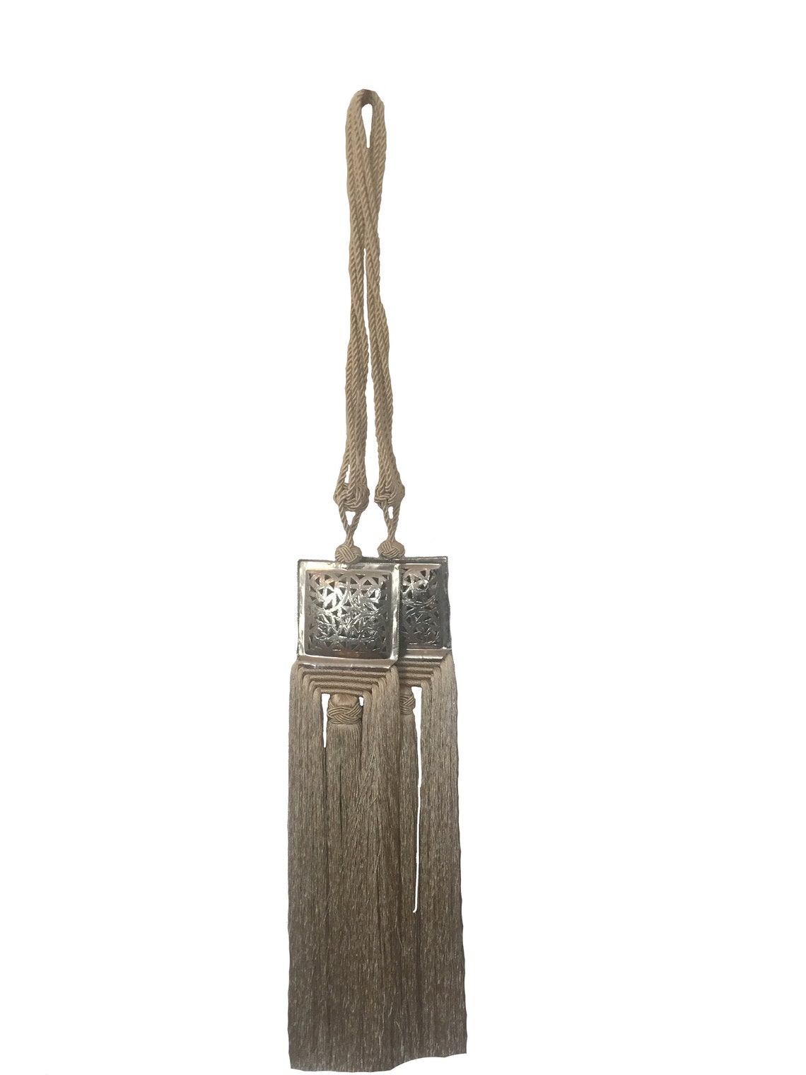 Moroccan Beige Silk Tassel With Embossed Square Metal a Pair Etsy