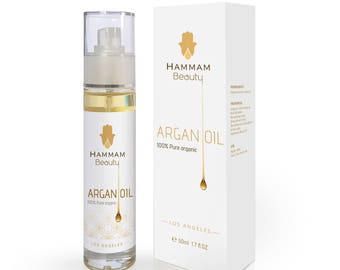 Olio di Argan marocchino biologico, naturale e puro al 100% per idratare il viso, pulire e rivitalizzare pelle e capelli - Flacone da 50 ml