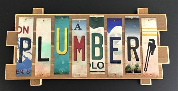 Plumber Cut License Plate Strip sign