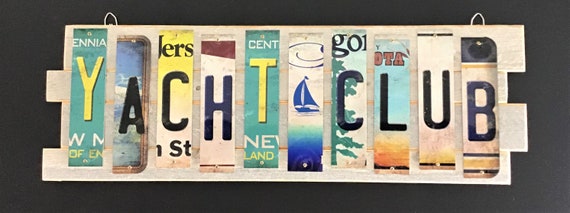 Yacht Club Cut License Plate Strip Sign