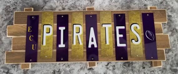 ECU Pirates Cut License Plate Strip Sign