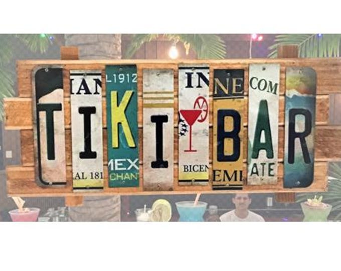 Tiki Bar Cut License Plate Strip Sign