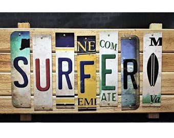 Surfer Cut License Plate Strip sign