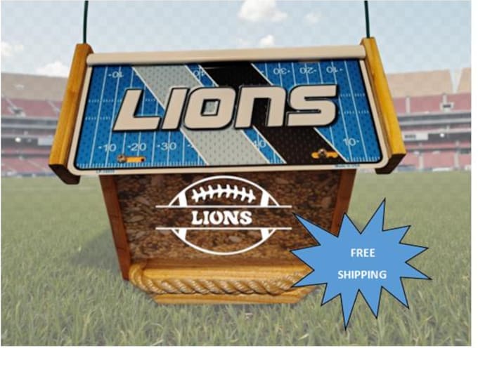 Detroit Lions Deluxe two-sided cedar bird feeder (SB Series)
