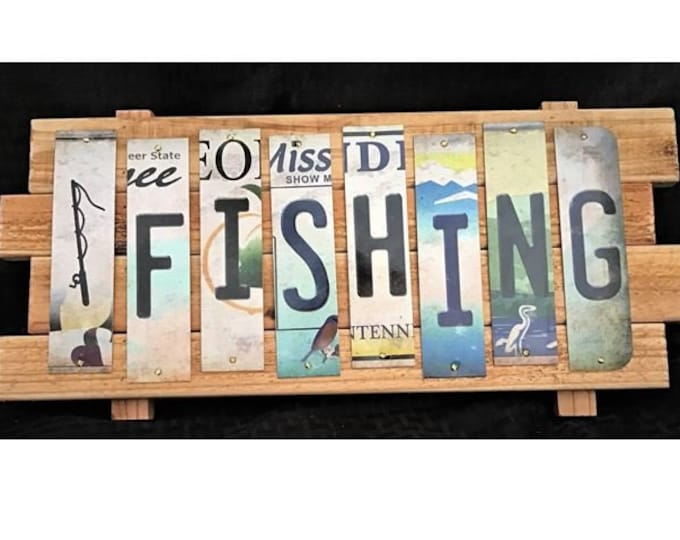 Fishing Cut License Plate Strip sign