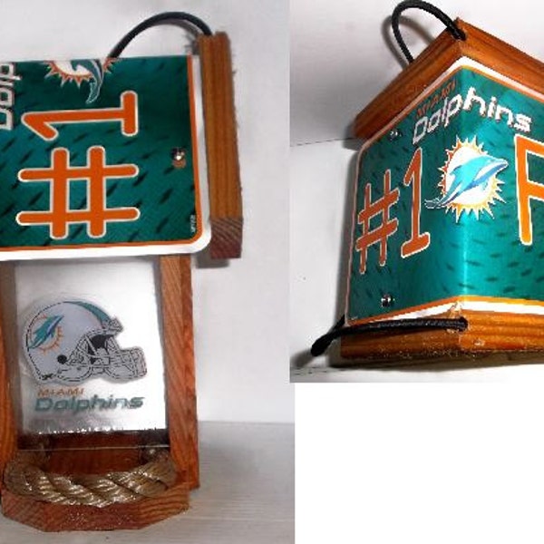 Miami Dolphins #1 Fan Two-Sided Cedar Bird Feeder