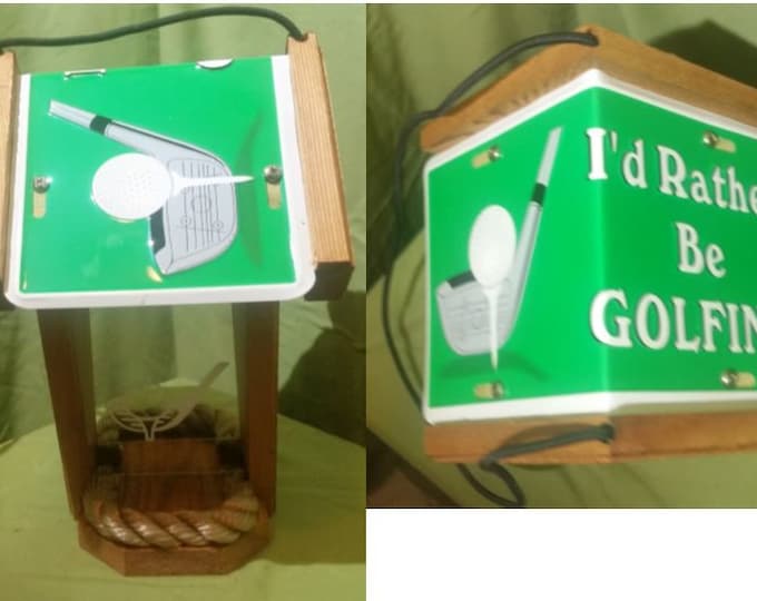 Golf two sided cedar bird feeder (I Rather Be Golfing)