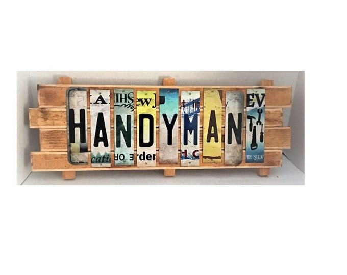 Handyman Cut License Plate Strip sign