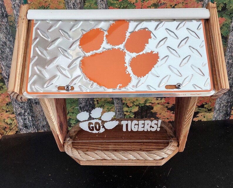 House Divided Diamond Plate Deluxe Cedar Two Sided Bird Feeder Clemson