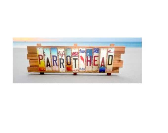 Parrot Head Cut License Plate Strip sign