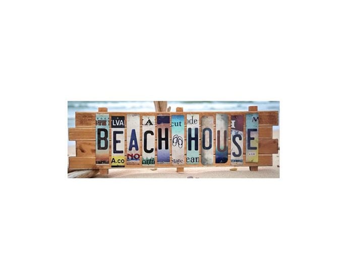 Beach House Cut License Plate Strip sign