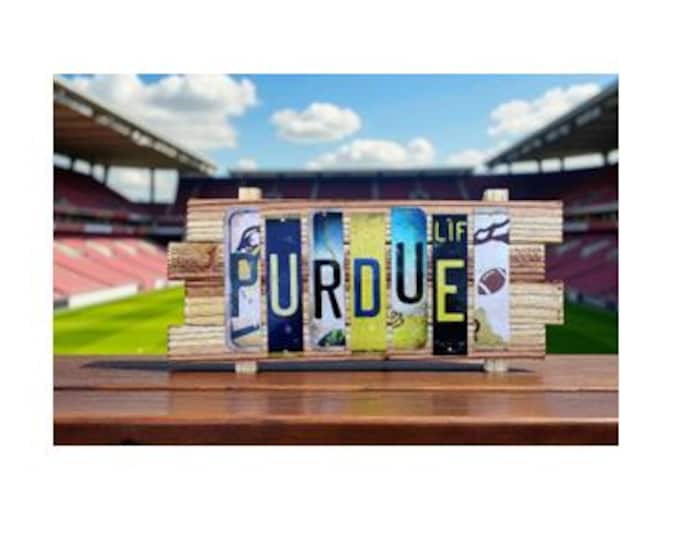 Purdue Cut License Plate Strip sign