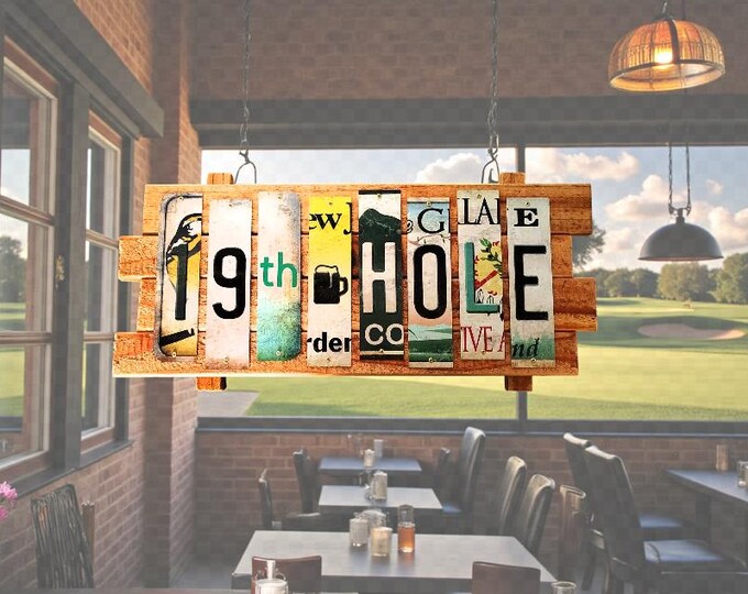 19th Hole Cut License Plate Strip sign