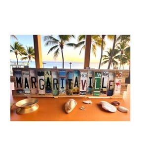 Margaritaville Cut License Plate Strip sign